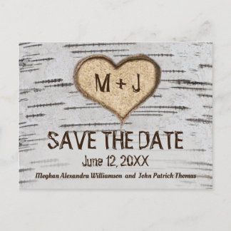 Rustiek Land Berk Hart initialen Save The Date Briefkaart