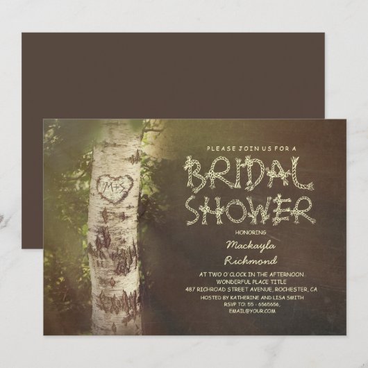 Rustiek land berkenboom vrijgezellenfeest kaart (Voorkant / Achterkant)