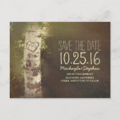 Rustiek land bewaar de datum met berkenboom aankondigingskaart (Voorkant)