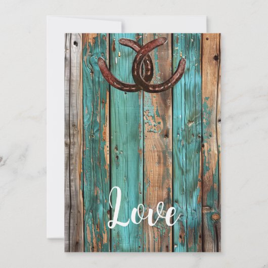 Rustiek Land Blauwgroen Schuur Hout Hoefijzer Brui Kaart (Achterkant)