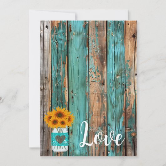 Rustiek Land Blauwgroen Schuur Hout Zonnebloem Mas Kaart (Achterkant)