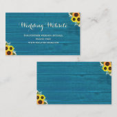 Rustiek Land Blauwgroen Zonnebloem Bruiloft Websit Informatiekaartje (Voorkant / Achterkant)