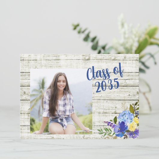 Rustiek Land Bloemen Afstuderen Kaart (Staand voorkant)