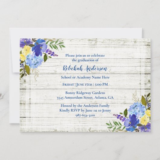 Rustiek Land Bloemen Afstuderen Kaart (Achterkant)