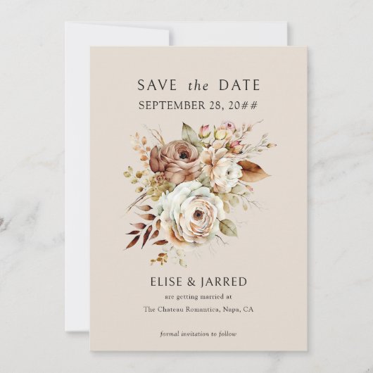 Rustiek Land Bloemen en Verloving Foto Bruiloft Save The Date (Voorkant)