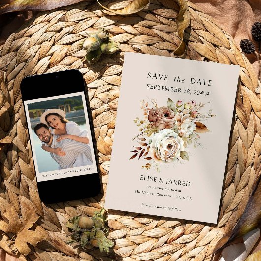 Rustiek Land Bloemen en Verloving Foto Bruiloft Save The Date