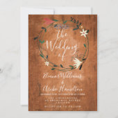 Rustiek Land Bloemen Garland bruiloft uitnodiging (Voorkant)