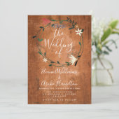Rustiek Land Bloemen Garland bruiloft uitnodiging (Staand voorkant)