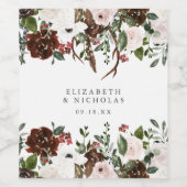 Rustiek Land Bloemen Gepersonaliseerde Bruiloft Wijn Etiket (Enkel label)