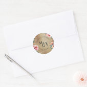 Rustiek Land Bloemen Goud Bruiloft Favor Ronde Sticker (Envelop)