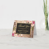 Rustiek Land Bloemen Hout Goud Lijst Dank u Bedankkaart (Voorkant)