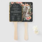 Rustiek Land Bloemen Sage Groen Huwelijksprogramma Handwaaier (Voorkant en achterkant)