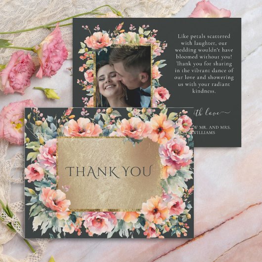 Rustiek Land Bloemen Sage Groene Bruiloft Flat Bedankkaart