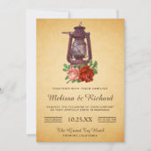 Rustiek Land Bloemenlantaarn Bruiloft uitnodiging (Voorkant)