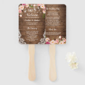 Rustiek land bloemenstring licht bruiloft programm handwaaier (Voorkant en achterkant)