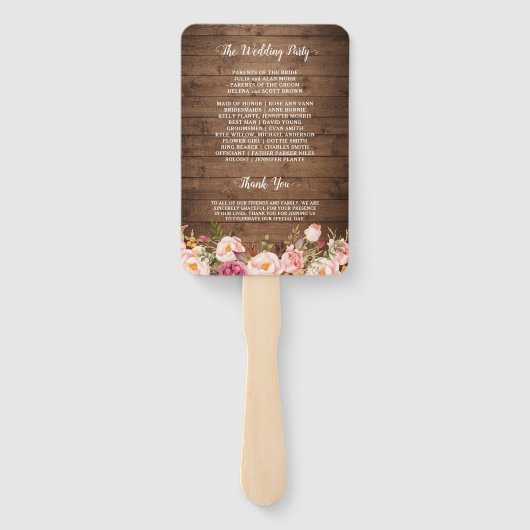 Rustiek land bloemenstring licht bruiloft programm handwaaier (Achterkant)