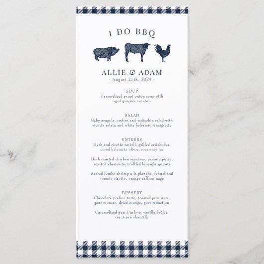 Rustiek Land Boerderij Bruiloft of ik doe BBQ Menu (Voorkant)