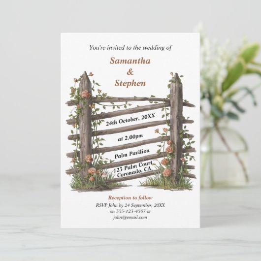 Rustiek land Boerderij bruiloft uitnodiging (Staand voorkant)