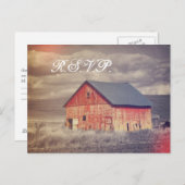 Rustiek land boerderij rode schuur bruiloft RSVP Uitnodiging Briefkaart (Voorkant / Achterkant)