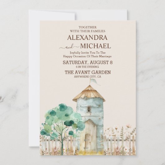 Rustiek Land Boerderij Schuur Bruiloft Uitnodiging (Voorkant)