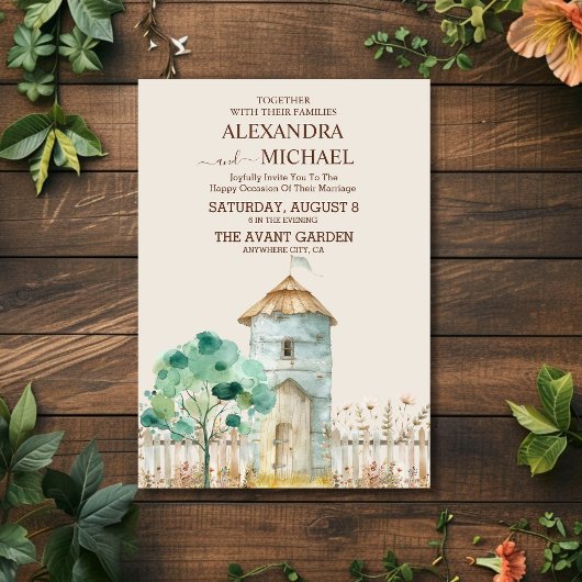 Rustiek Land Boerderij Schuur Bruiloft Uitnodiging