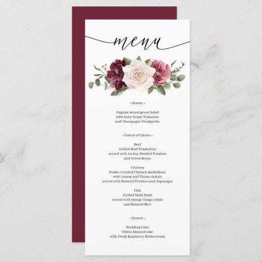 Rustiek Land Boho Bruiloft Vrijgezellenfeest Menu (Voorkant / Achterkant)