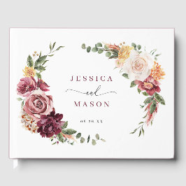 Rustiek Land Boho Herfst Bourgondië Bruiloft Gastenboek