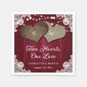 Rustiek Land Bourgondië Hout Burlap Kant Bruiloft Servet (Voorkant)