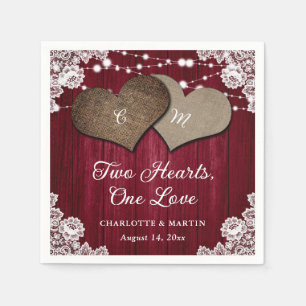 Rustiek Land Bourgondië Hout Burlap Kant Bruiloft Servet