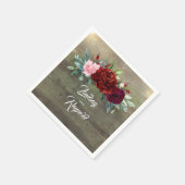 Rustiek Land Bourgondië Rode Bloemen Bruiloft Servet (Hoek)