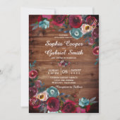 Rustiek Land Bourgondië Rode Marine Bloemen Bruilo Kaart (Voorkant)