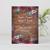 Rustiek Land Bourgondië Rode Marine Bloemen Bruilo Kaart (Staand voorkant)