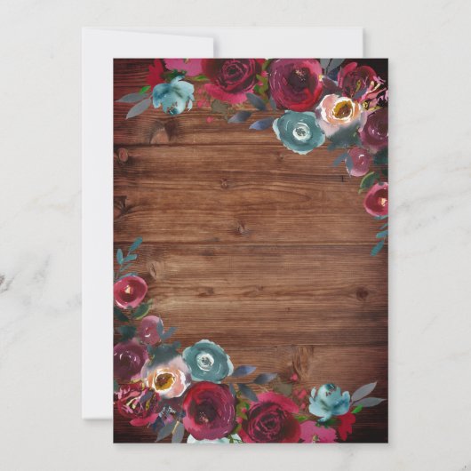 Rustiek Land Bourgondië Rode Marine Bloemen Bruilo Kaart (Achterkant)