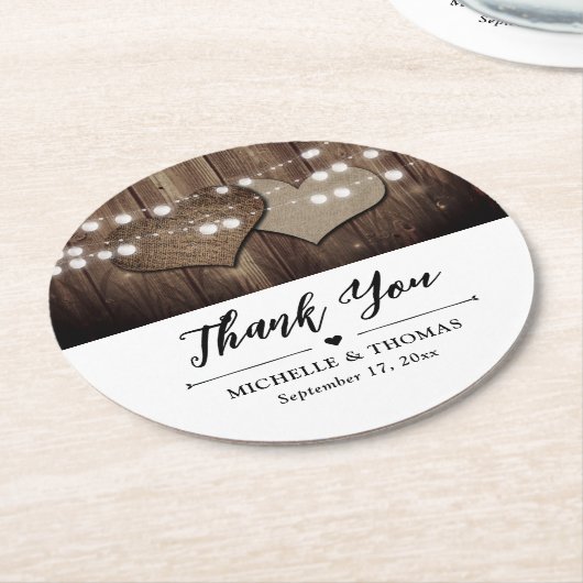 Rustiek land bruiloft dank u papier Onderzetters (Gebogen)