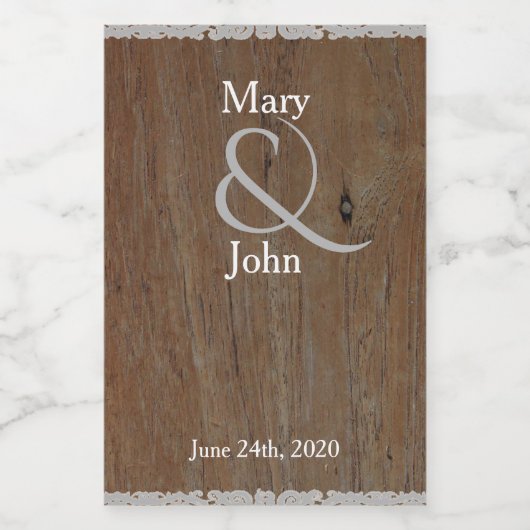 Rustiek land bruiloft donkerbruin hout Voedselcontainer Etiket (Enkel label)