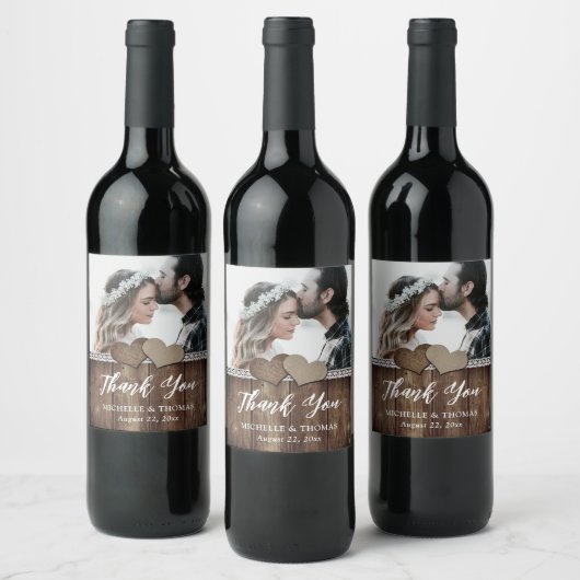 Rustiek Land Bruiloft Foto Wijnfles Etiketten (Flessen)