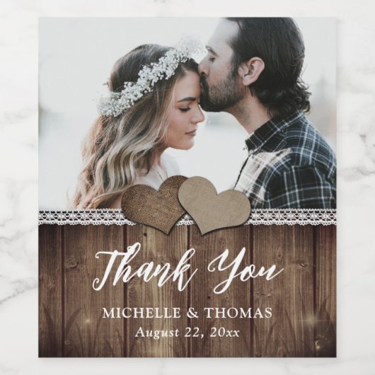 Rustiek Land Bruiloft Foto Wijnfles Etiketten (Enkel label)