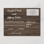 Rustiek Land Bruiloft Hout & Zonnebloemen RSVP Uitnodiging Briefkaart (Achterkant)