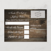 Rustiek Land Bruiloft Hout & Zonnebloemen RSVP Uitnodiging Briefkaart (Achterkant)