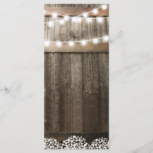 Rustiek Land Bruiloft Menu (Achterkant)