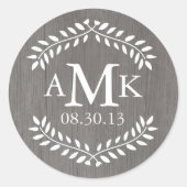 Rustiek Land Bruiloft Monogram Stickers (Voorkant)