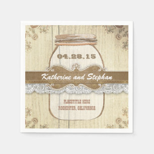 Rustiek land bruiloft papier servetten - Mason Jar