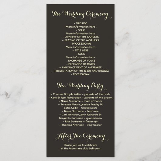 Rustiek land bruiloft programma's (Achterkant)