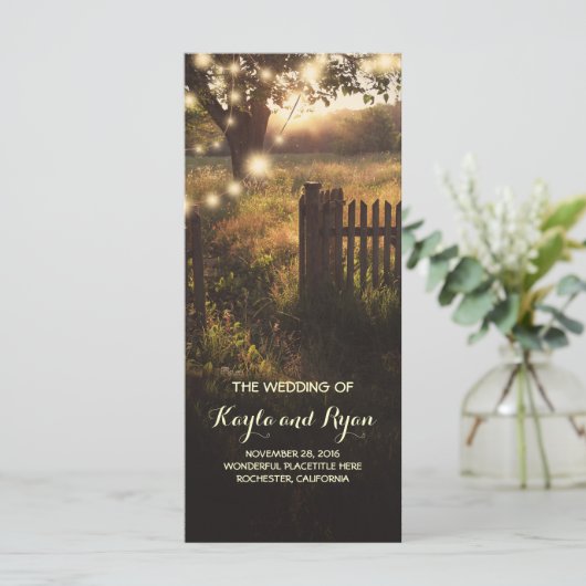 Rustiek land bruiloft programma's (Staand voorkant)