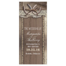 Rustiek land bruiloft programma's met hoefijzer