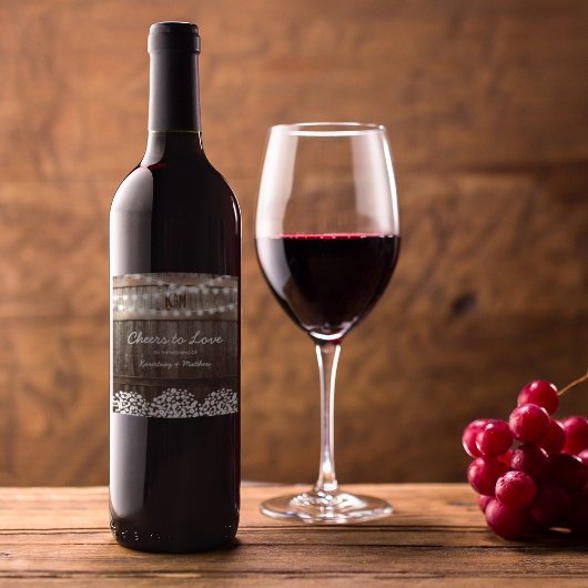 Rustiek Land Bruiloft Proost op Liefde Wijn Etiket