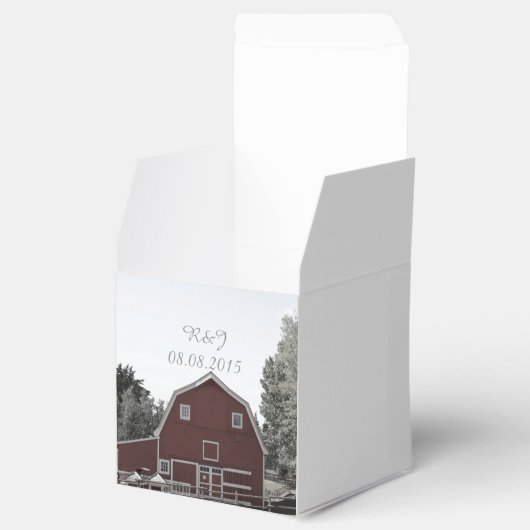 rustiek land bruiloft rode schuur bruiloft bedankdoosjes (Geopend)