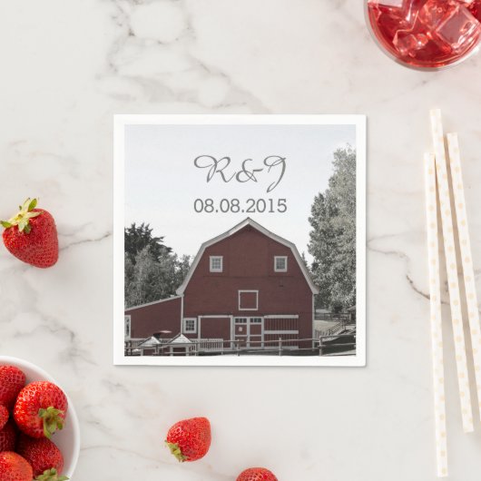 rustiek land bruiloft rode schuur bruiloft gunst servet (Insitu)