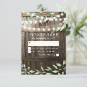 Rustiek Land Bruiloft RSVP | groen blad Kaartje (Staand voorkant)