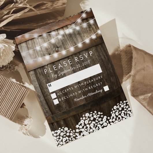 Rustiek Land Bruiloft RSVP | Snaar van lichten